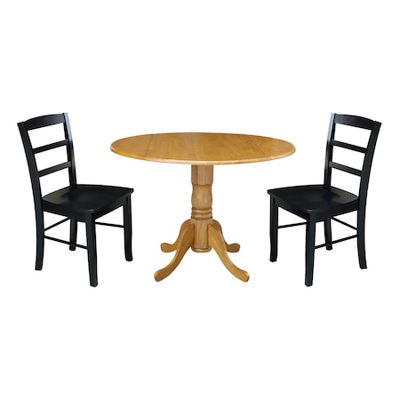 International Concepts 42 in. Dual Drop Leaf Table with 2 Ladder Back Dining Chairs - 3 Piece Dining Set K04-42DP-C46-2P